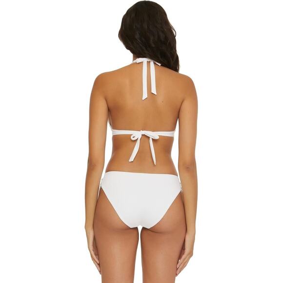 Becca Ribbed Daniella Corset Side Hipster Bikini Bottom Size Medium White NWT - Picture 2 of 7